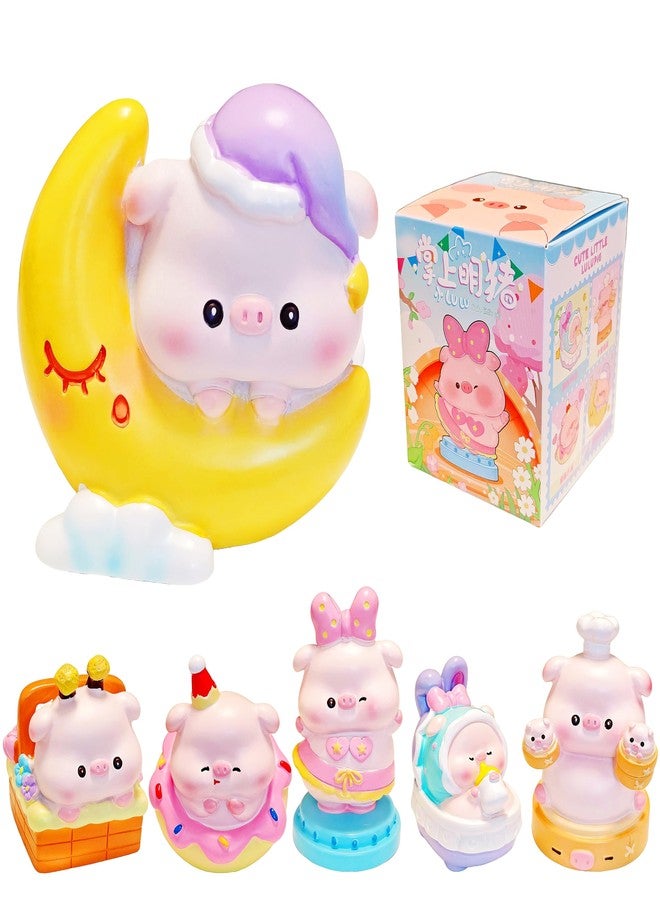 EVDERS 1Pcs Piggy Blind Box Figures - Cartoon Pig Series Blind Boxes Mystery Box Cute Resin Animal Collectible Figurines for Home Desktop Decorations Fairy Garden (Single Box) - Image 1
